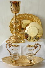 French antique solid silver gilt Baroque Chapel Set
